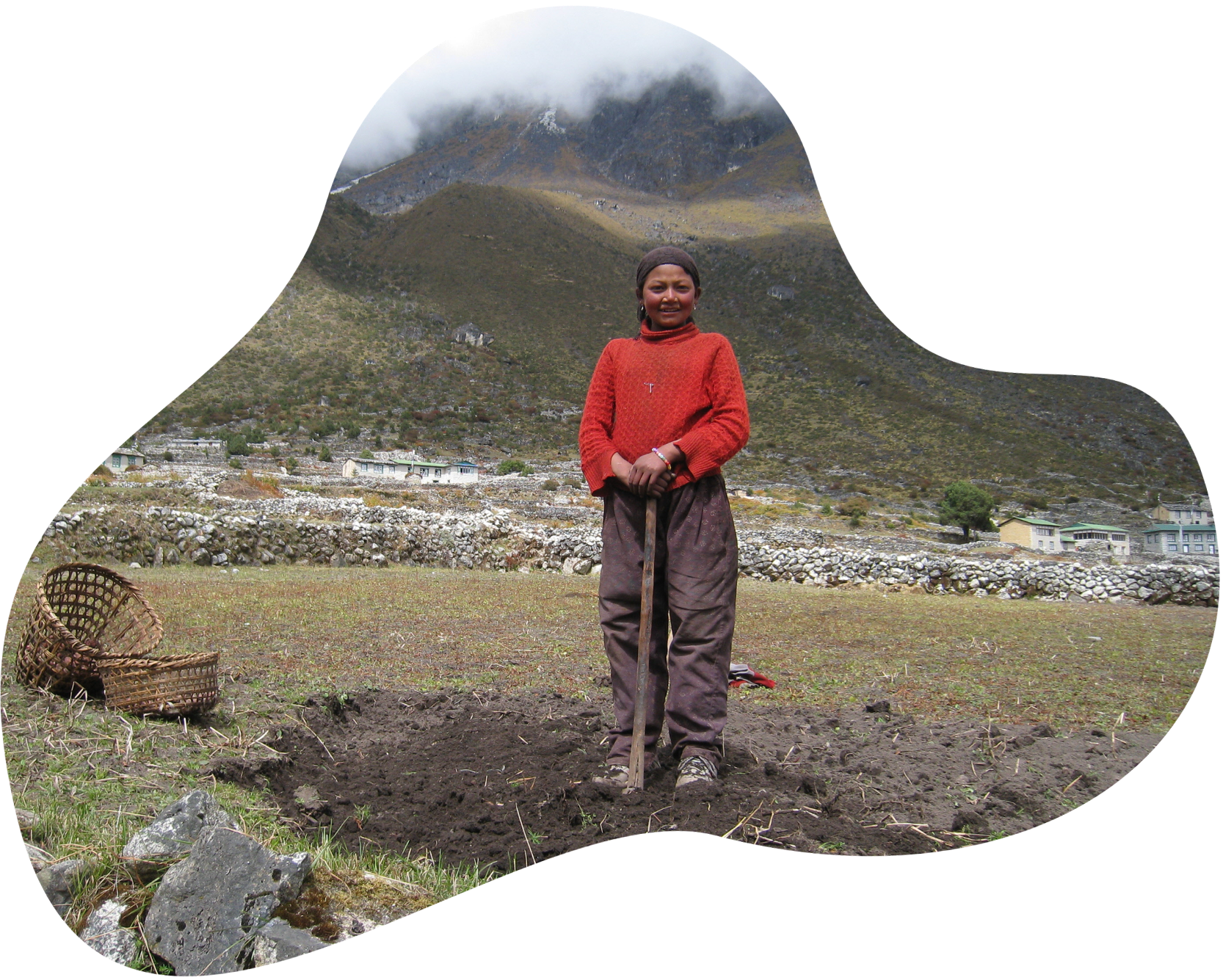 Woman standing in mine field