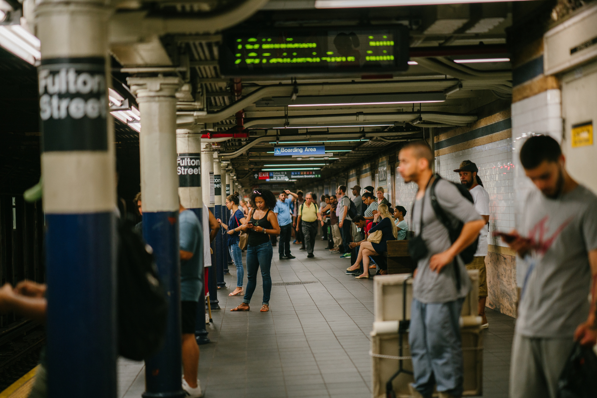 crowd of people in subway station