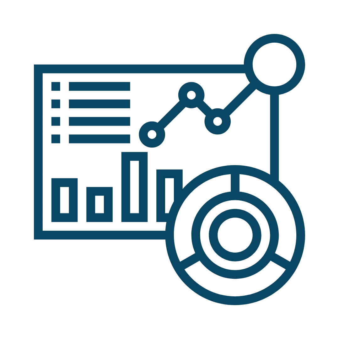 Blue icon of analytics dashboard